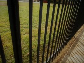Wrought iron fencing painted in black placed on a residential sidewalk in Melville WA.